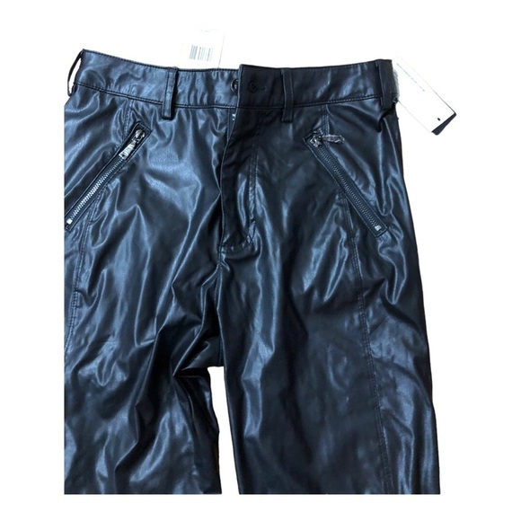 Guess‎ black leather zippered rocker crinkled rock n roll biker pants size 6 new - Picture 4 of 11